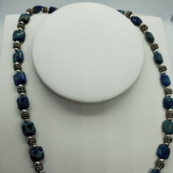 Sterling Silver Chrysocolla Necklace & Bracelet - Picture 4 of 11